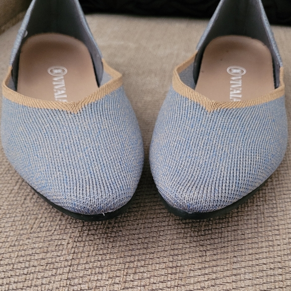 VIVAIA VIENNA 1.0 SANDY BLUE POINTED TOE V CUT FLATS - Picture 7 of 16